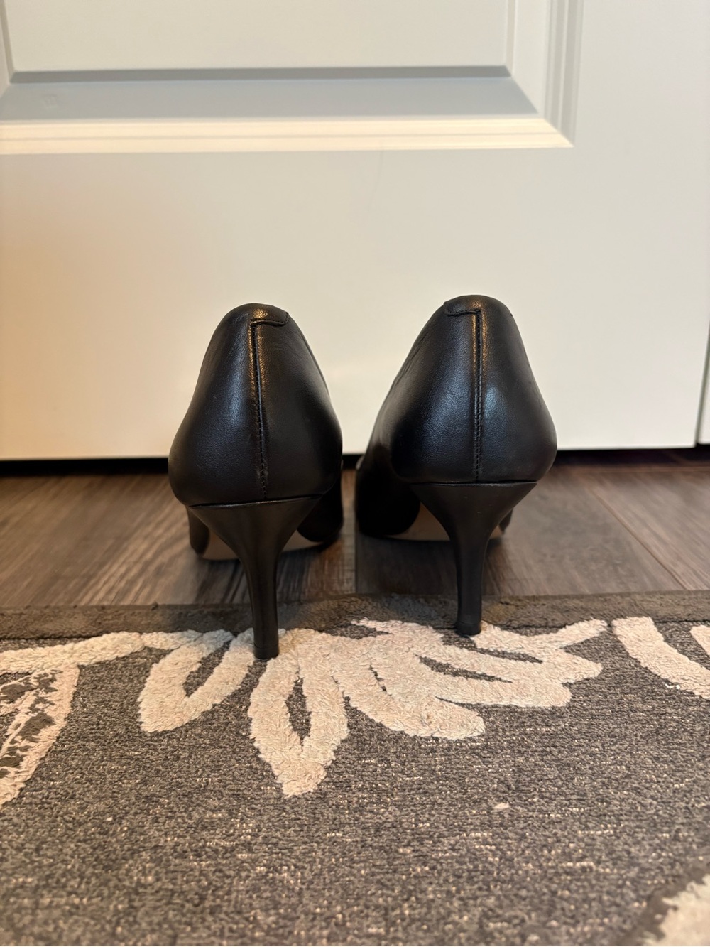 Coach Black Leather Pointed Toe Pumps with Patent Cap - Picture 5 of 7